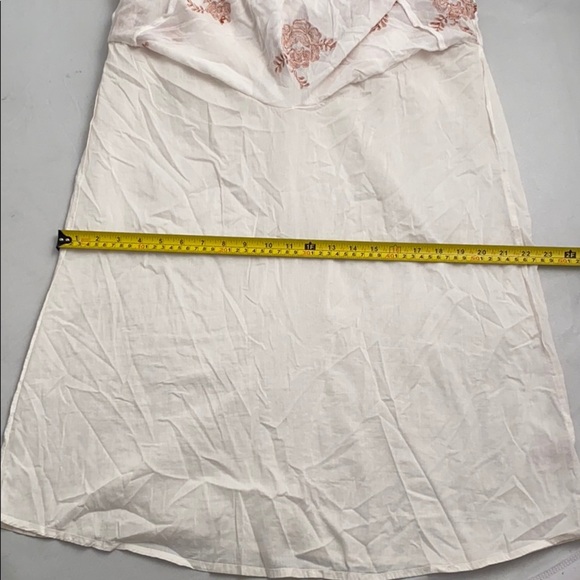 Free People Emmas ivory combo embroidered boho v-neck keyhole dress M - Picture 10 of 14